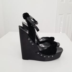 NEW Black Bebe Wedge Heels